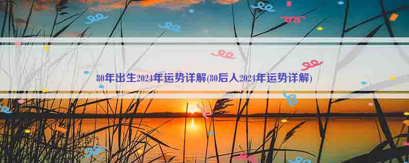 80年出生2024年运势详解(80后人2024年运势详解)