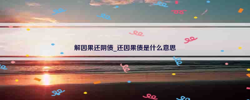 解因果还阴债_还因果债是什么意思