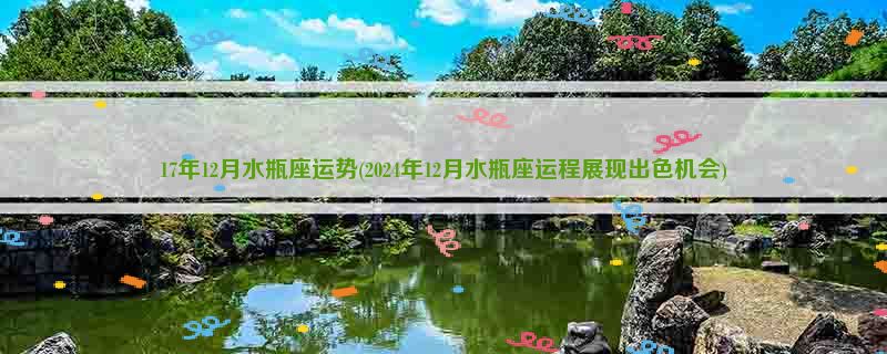 17年12月水瓶座运势(2024年12月水瓶座运程展现出色机会)