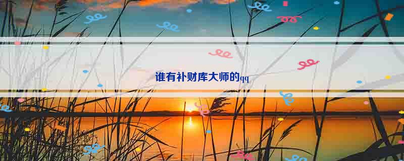 谁有补财库大师的qq