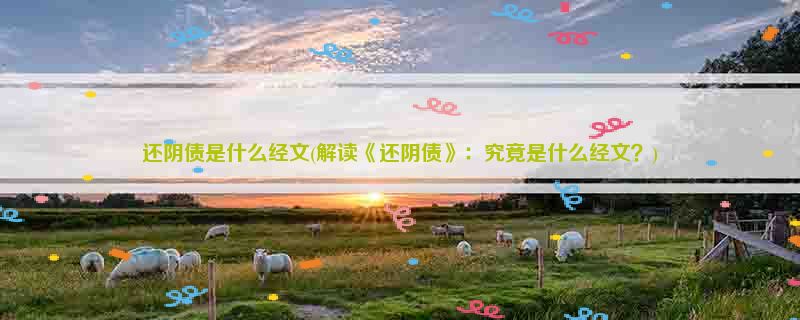 还阴债是什么经文(解读《还阴债》：究竟是什么经文？)