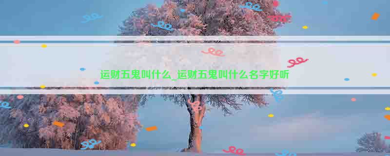 运财五鬼叫什么_运财五鬼叫什么名字好听